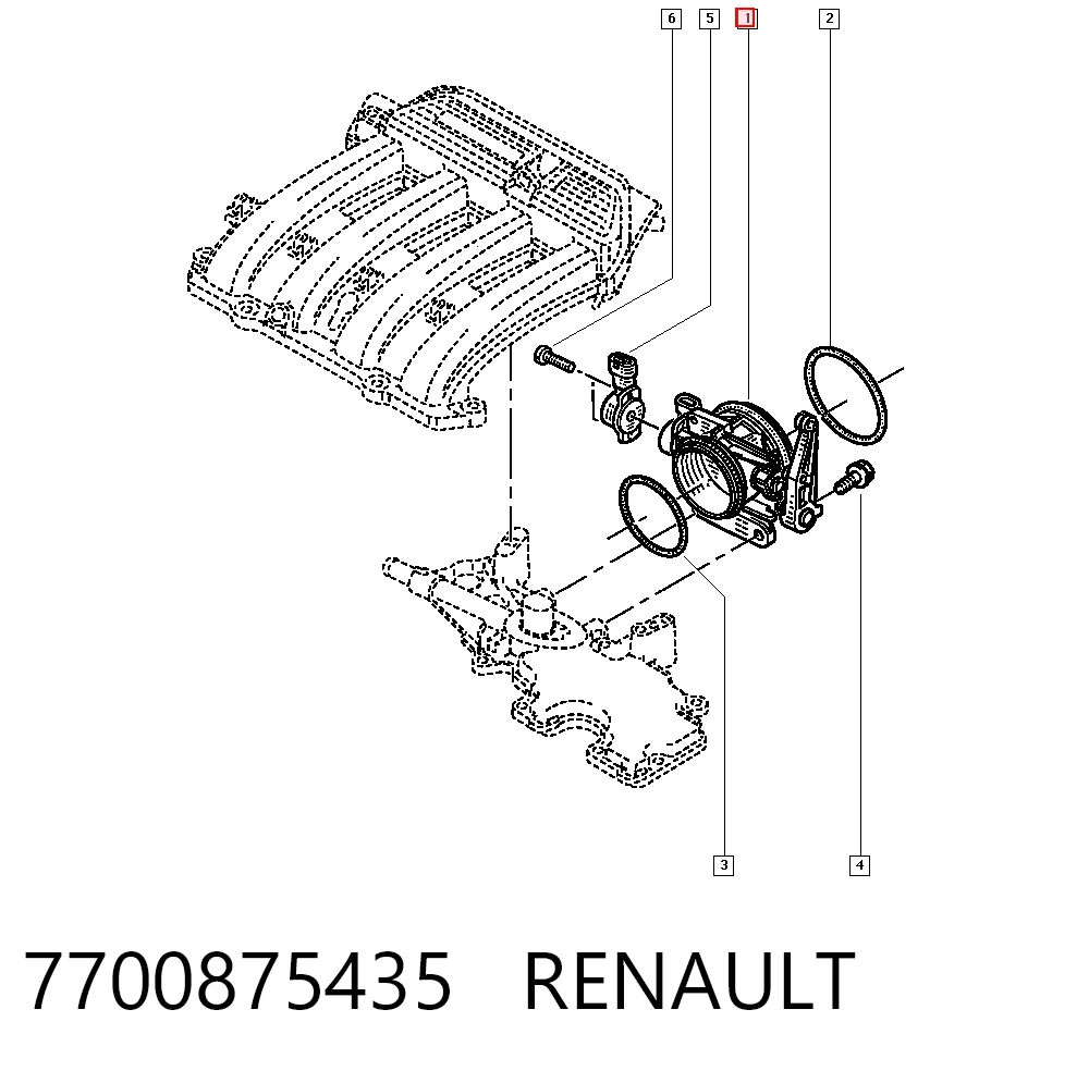 7700875435 Renault (RVI) Válvula de borboleta montada