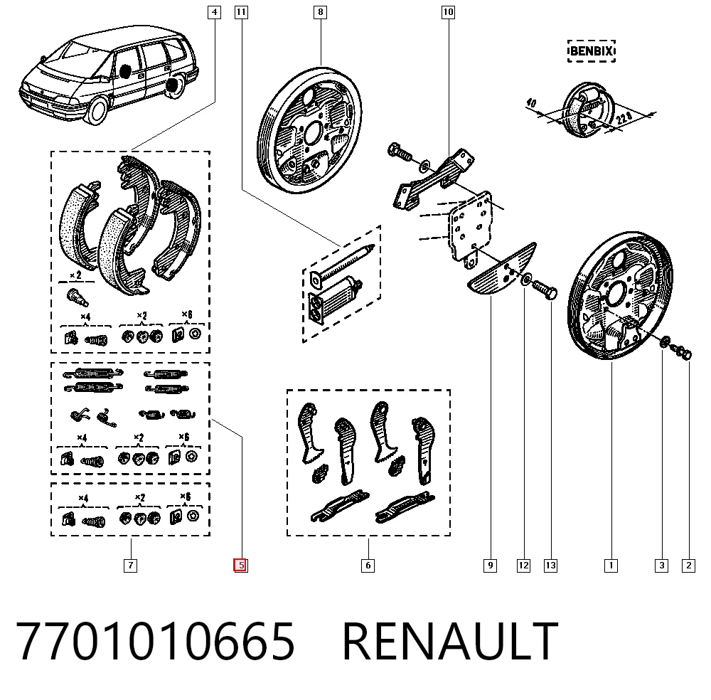 Kit de montagem das sapatas traseiras de tambor Renault 18  134 ao melhor preço