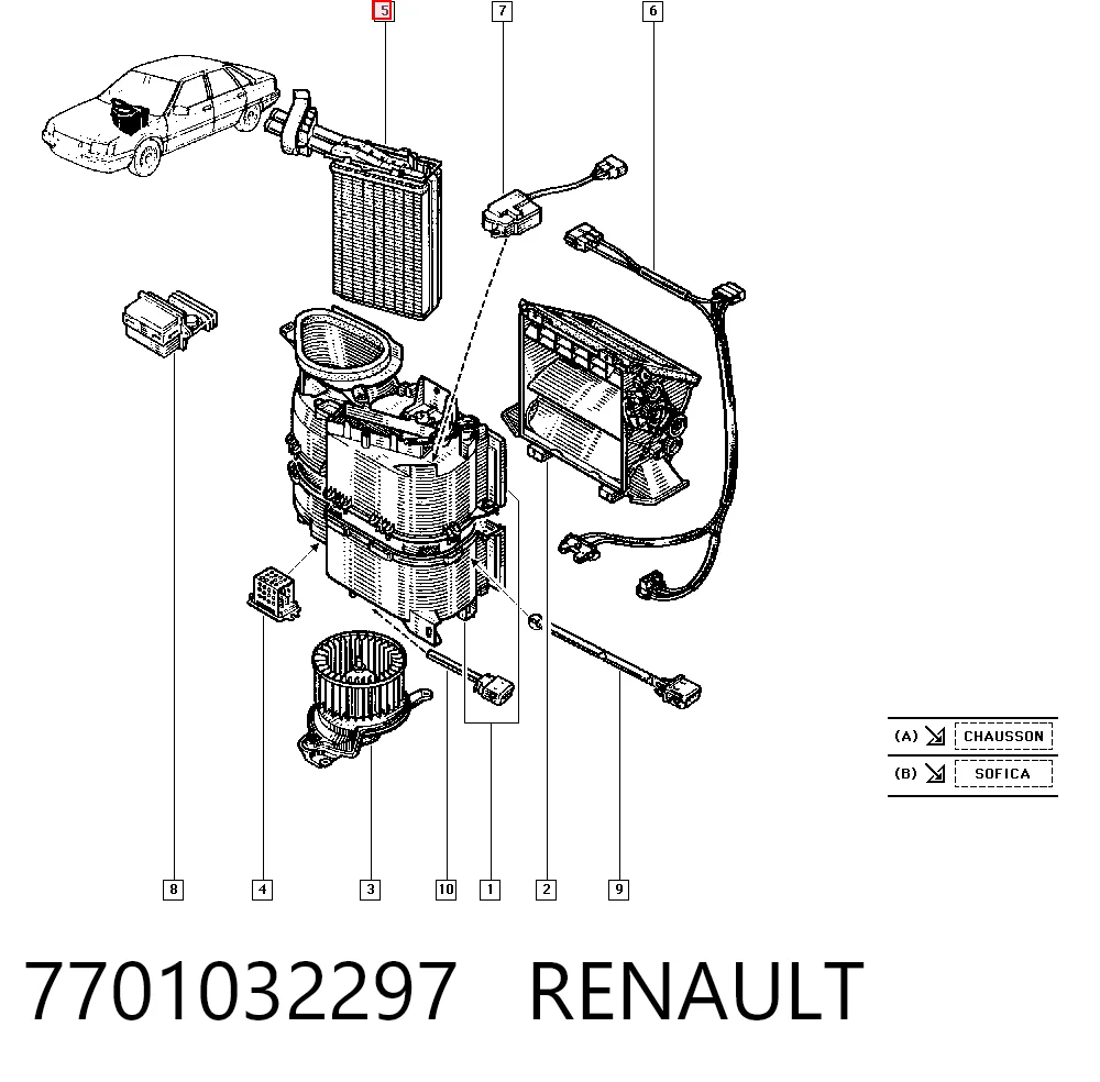 Radiador de forno (de aquecedor) para Renault 21 S48