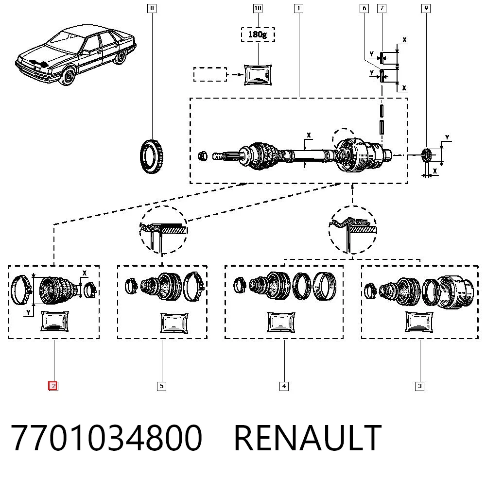 Bota de proteção externa de junta homocinética do semieixo dianteiro para Renault Twingo C06
