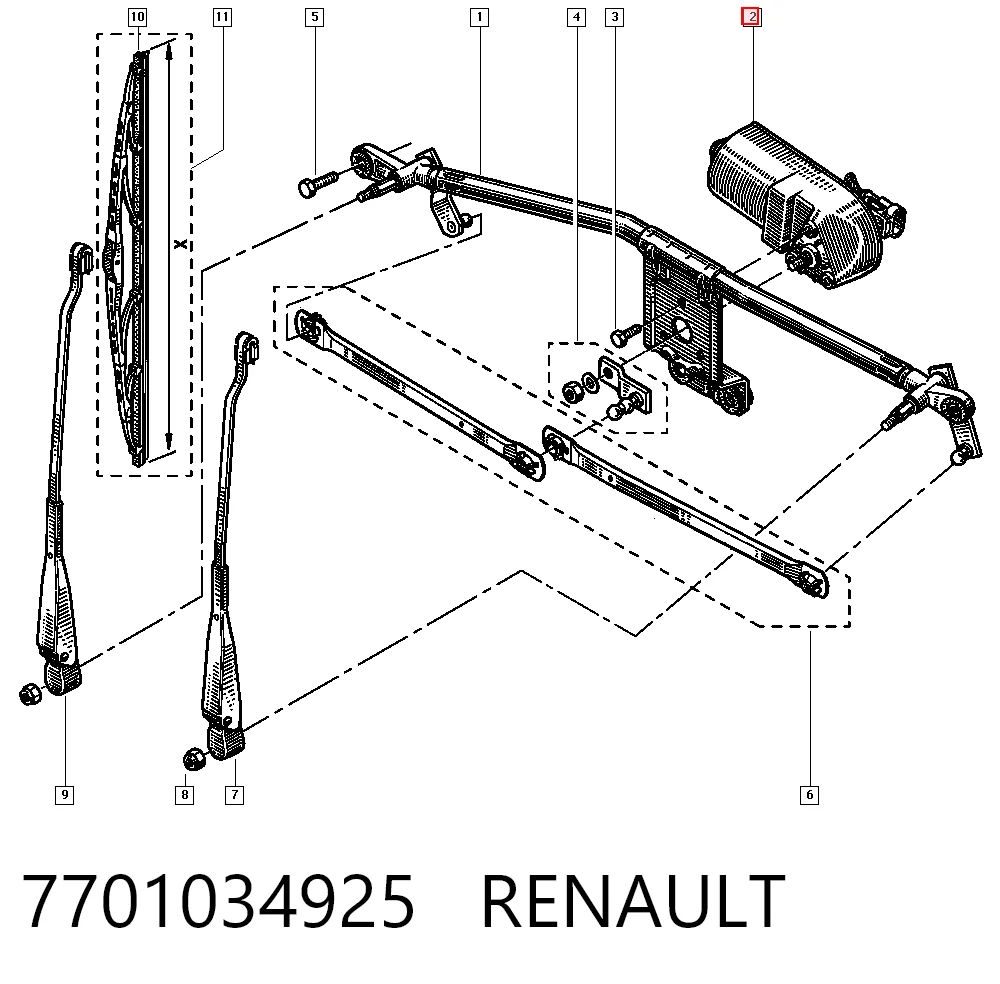  Motor de limpador pára-brisas do pára-brisas Renault Clio I hatchback (BC57, 5357) (1990 - 1998) I