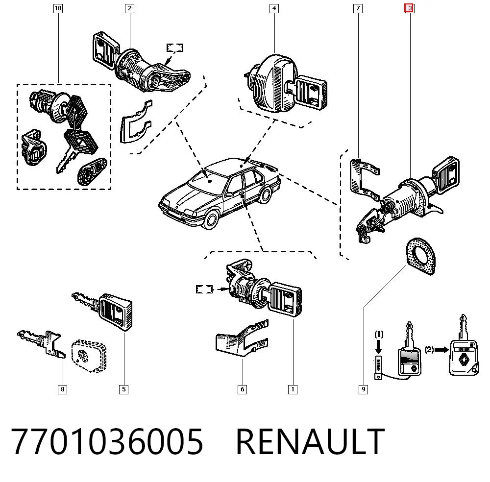 Trinco de fecho de porta-malas (de 3ª/5ª porta traseira) Renault 19 preço, a partir de 86,95 USD