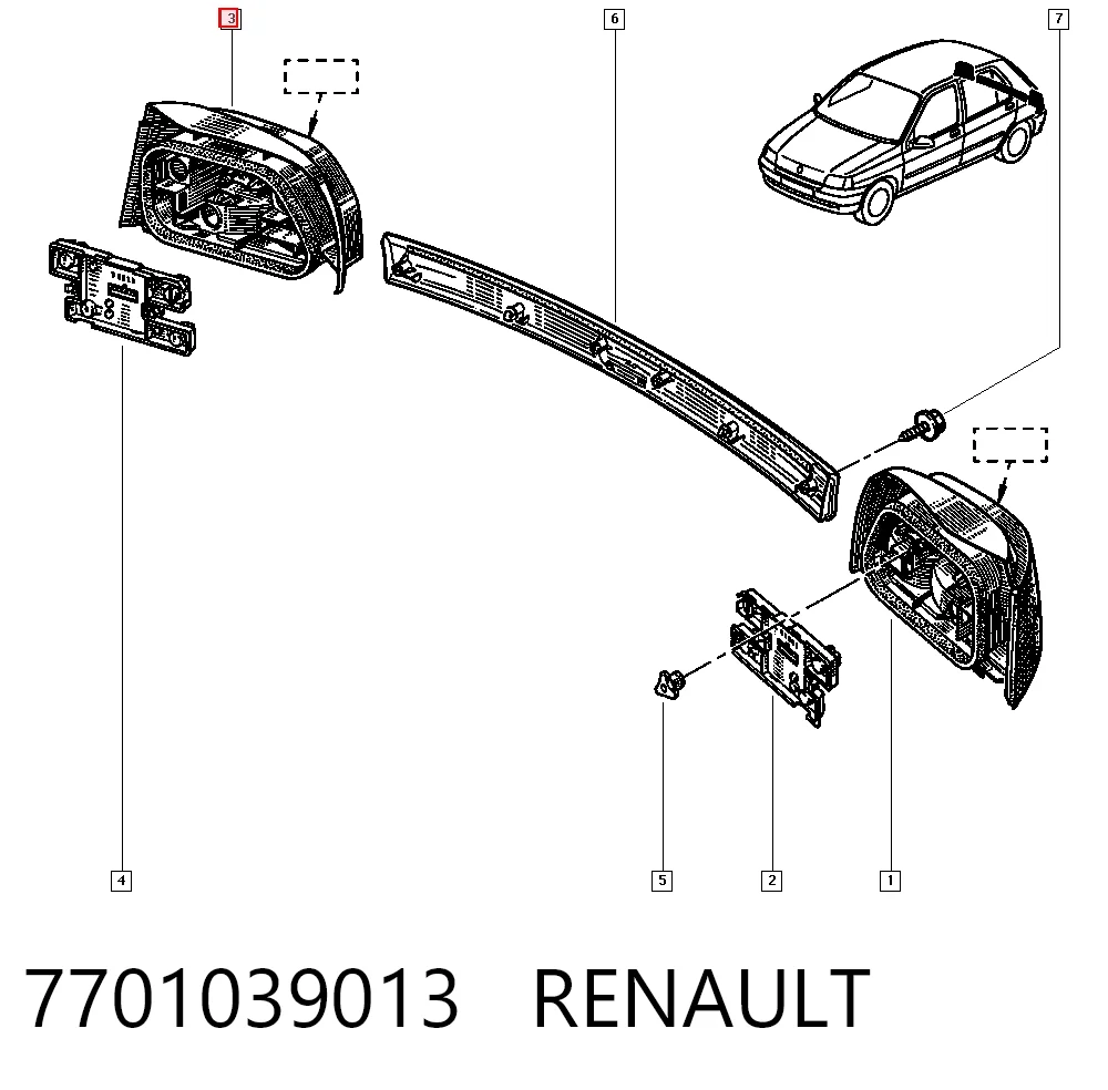 Lanterna traseira direita Renault Clio I BC57, 5357 ao melhor preço
