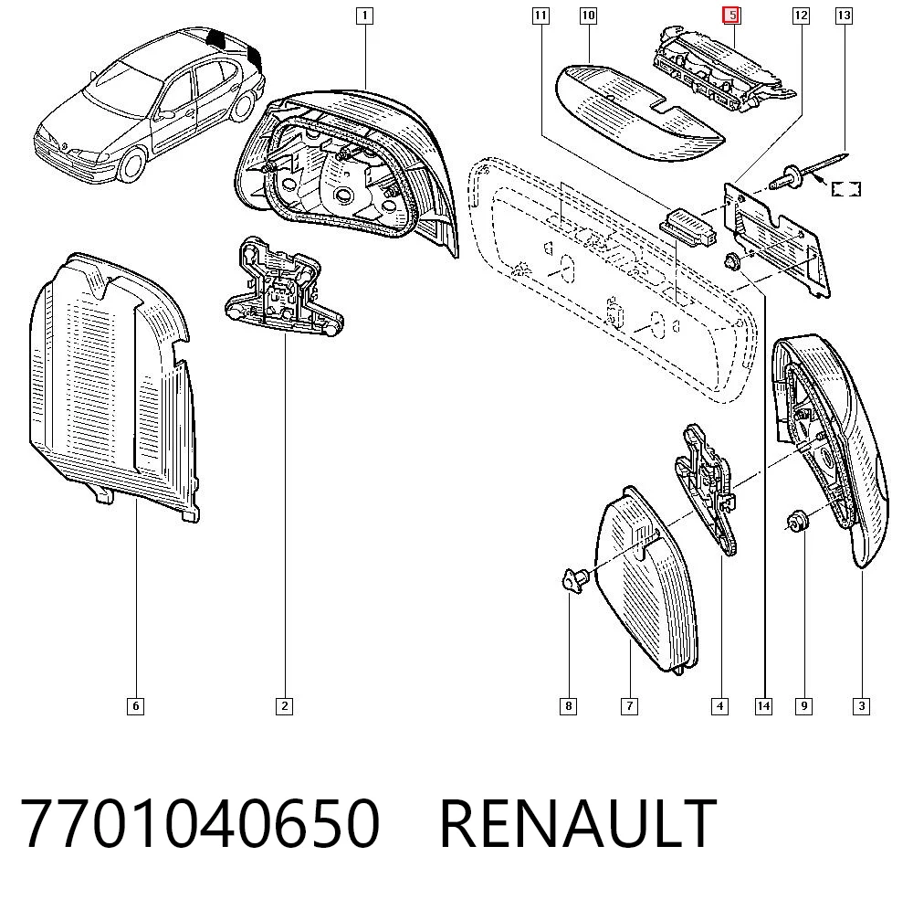 Sinal de parada traseiro adicional para Renault Megane I BA0, BA1