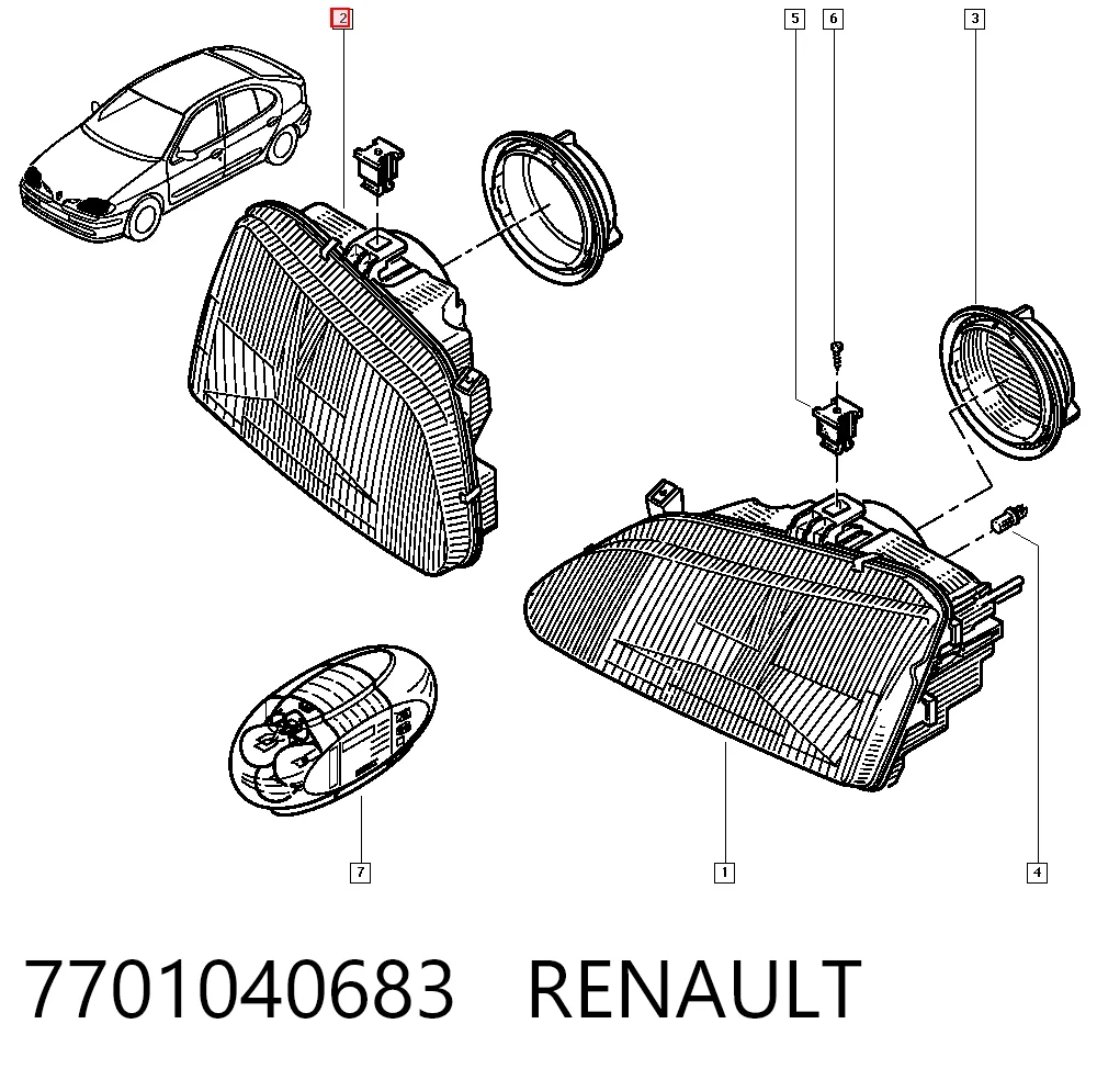  Luz direita Renault Megane I sedan (LA0, LA1) (1996 - 2003) I