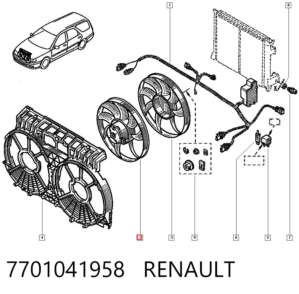 Ventilador elétrico de esfriamento montado (motor + roda de aletas) Renault Espace III JE ao melhor preço