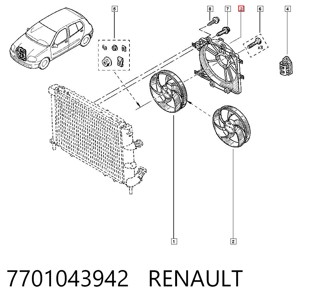 Ventilador elétrico de esfriamento montado (motor + roda de aletas) Renault Clio I BC57, 5357 ao melhor preço