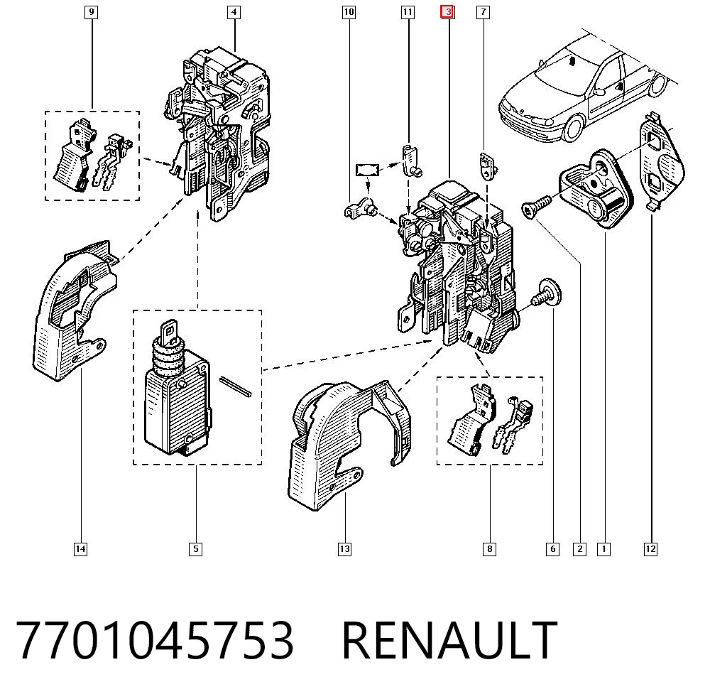 Fecho da porta dianteira esquerda para Renault Laguna I K56