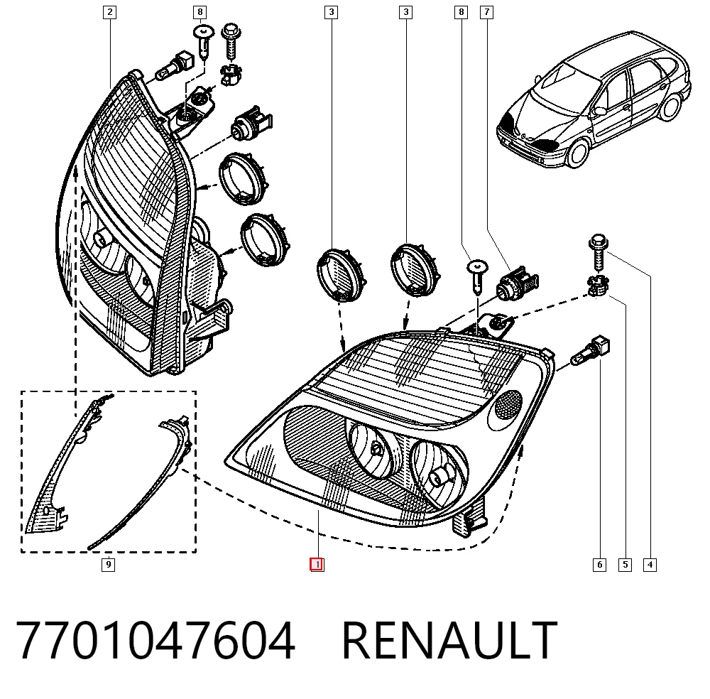 Luz esquerda Renault Scenic I JA0, JA1, FA0 ao melhor preço