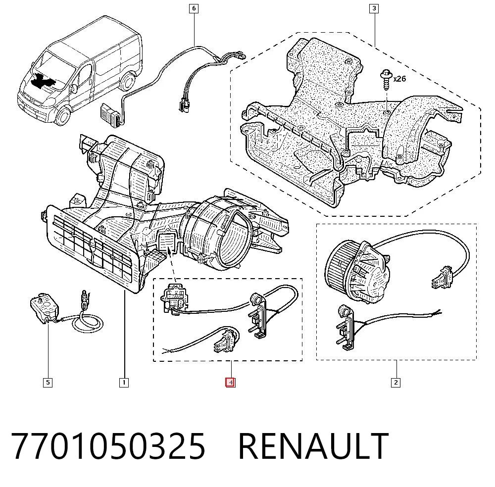 7701050325 Renault (RVI) Resistor (resistência) de ventilador de forno (de aquecedor de salão)