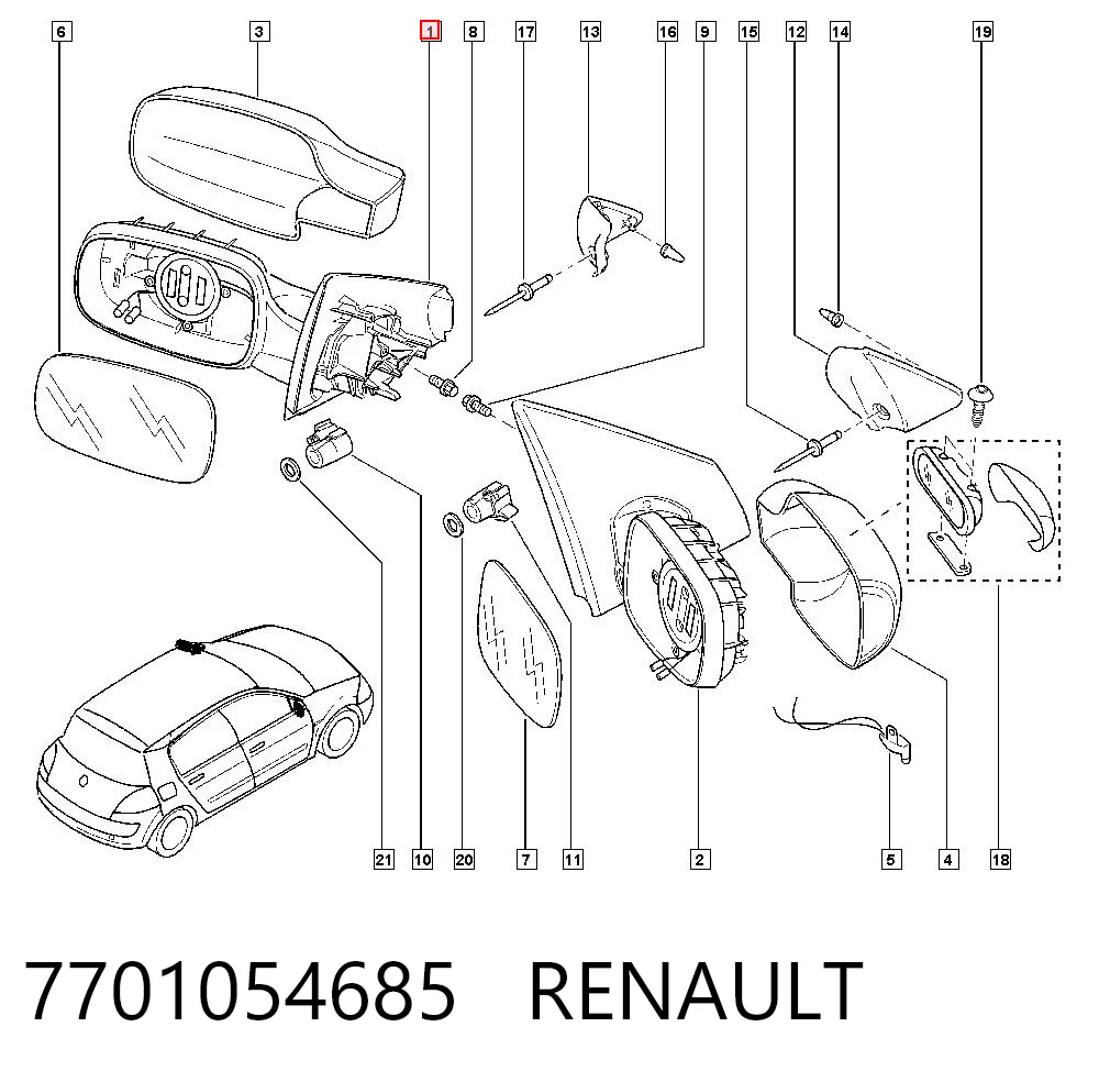 Compre Espelho de retrovisão esquerdo Renault Megane 2