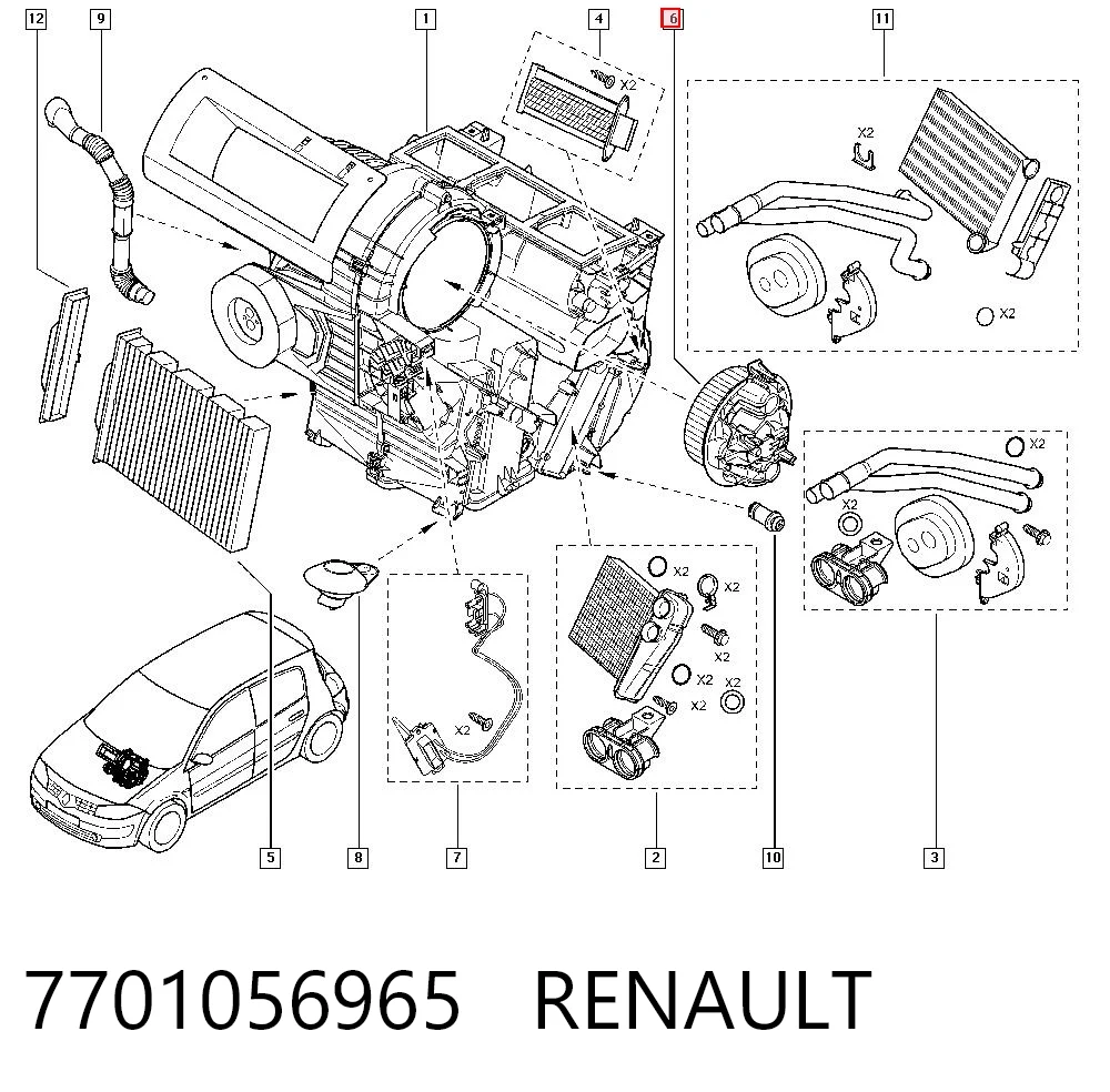 Motor de ventilador de forno (de aquecedor de salão) para Renault Megane LM0, LM1