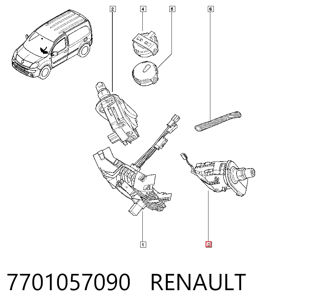 7701057090 Renault (RVI) Comutador esquerdo instalado na coluna da direção