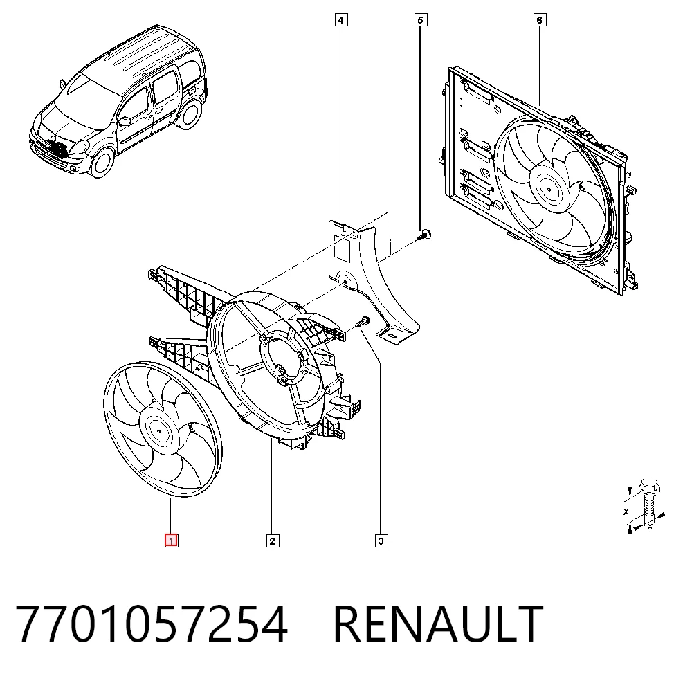 Ventilador elétrico de esfriamento montado (motor + roda de aletas) para Renault Megane II LM0, LM1
