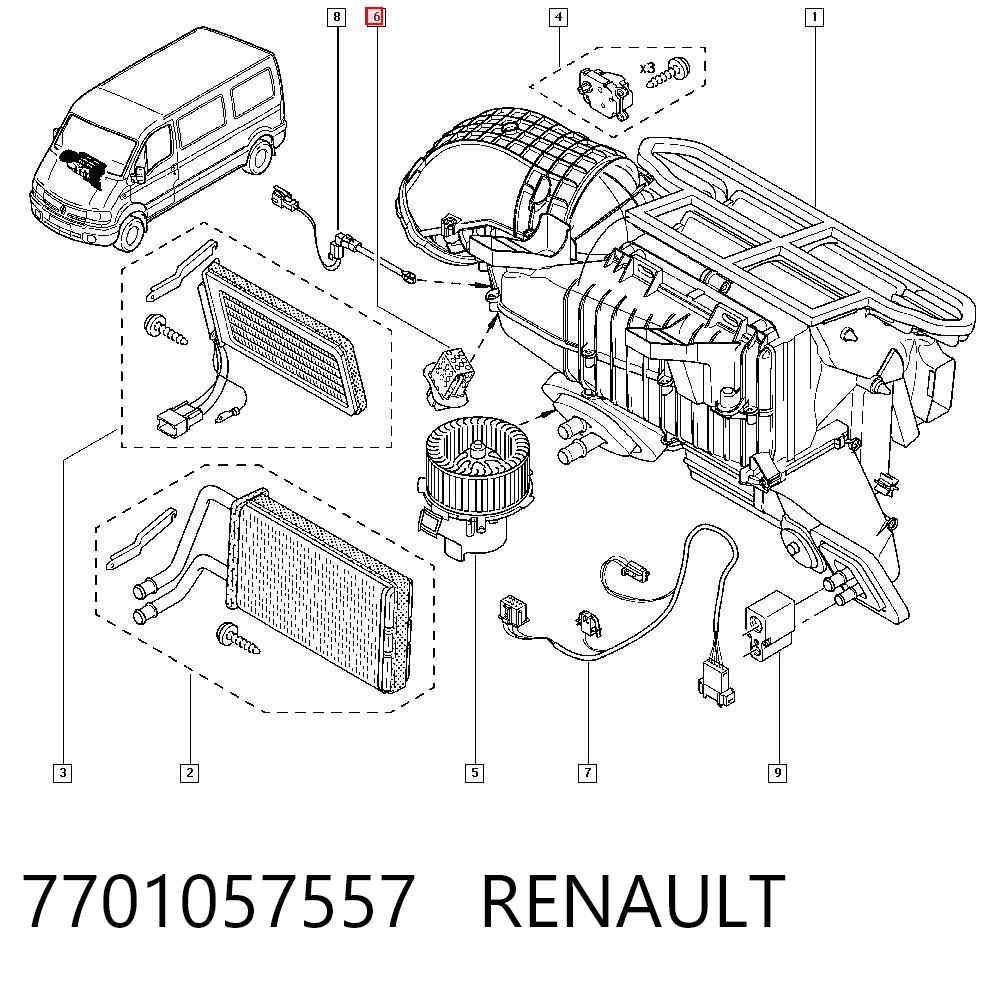 7701057557 Renault (RVI) Resistor (resistência) de ventilador de forno (de aquecedor de salão)