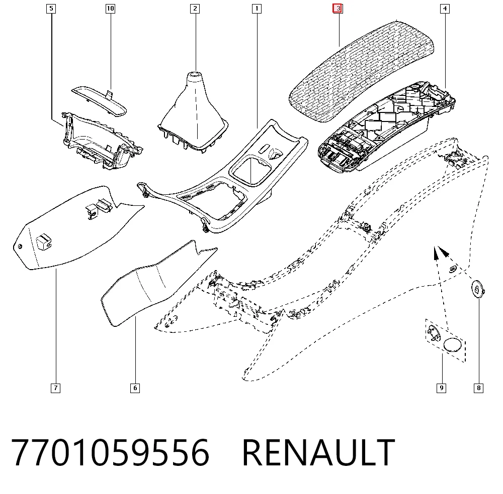 Braço de consola central Renault Laguna II BG0, BG1 ao melhor preço