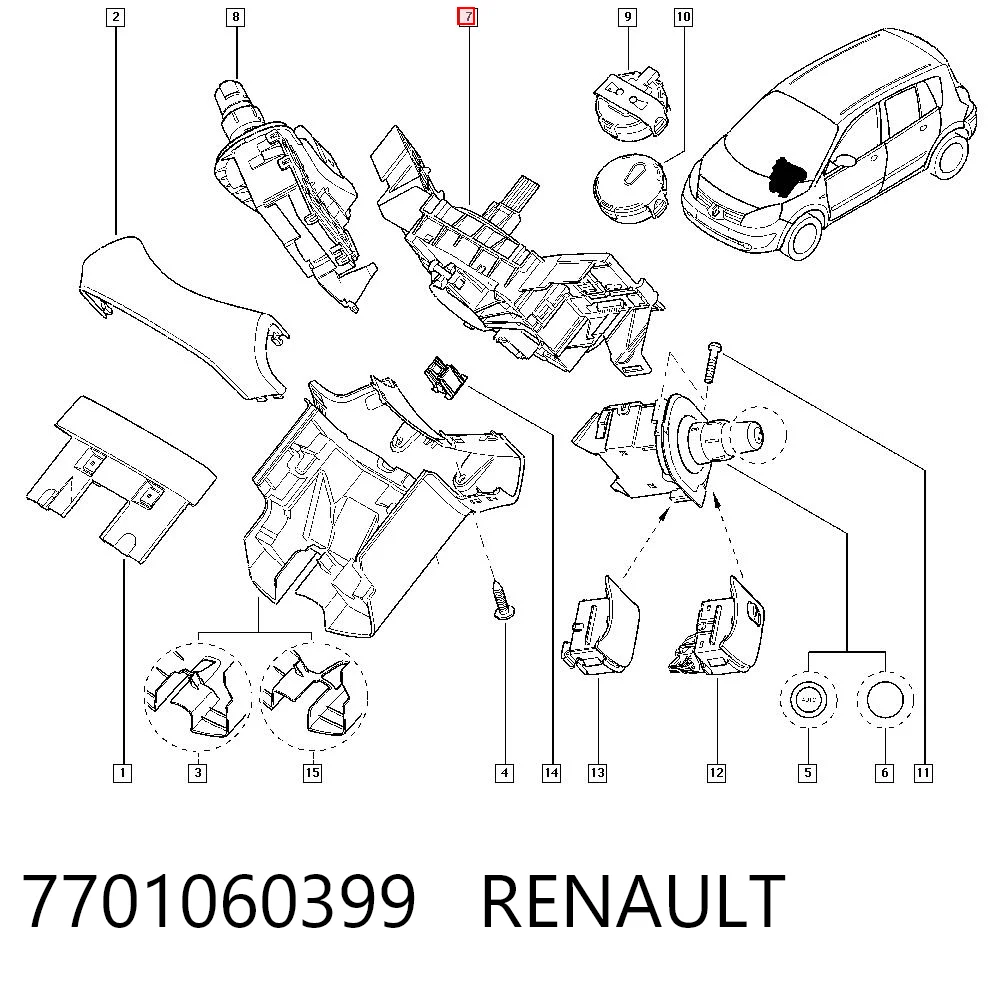 Anel AIRBAG de contato, cabo plano do volante Renault Scenic II JM0, JM1