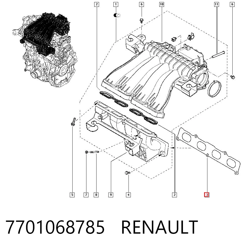Vedante inferior de tubo coletor de admissão Renault Scenic III JZ0, JZ1 ao melhor preço