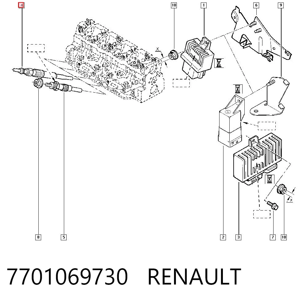 7701069730 Renault (RVI) Vela de incandescência