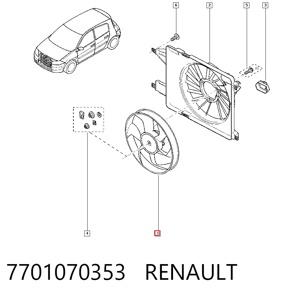 Ventilador elétrico de esfriamento montado (motor + roda de aletas) Renault Megane II LM0, LM1