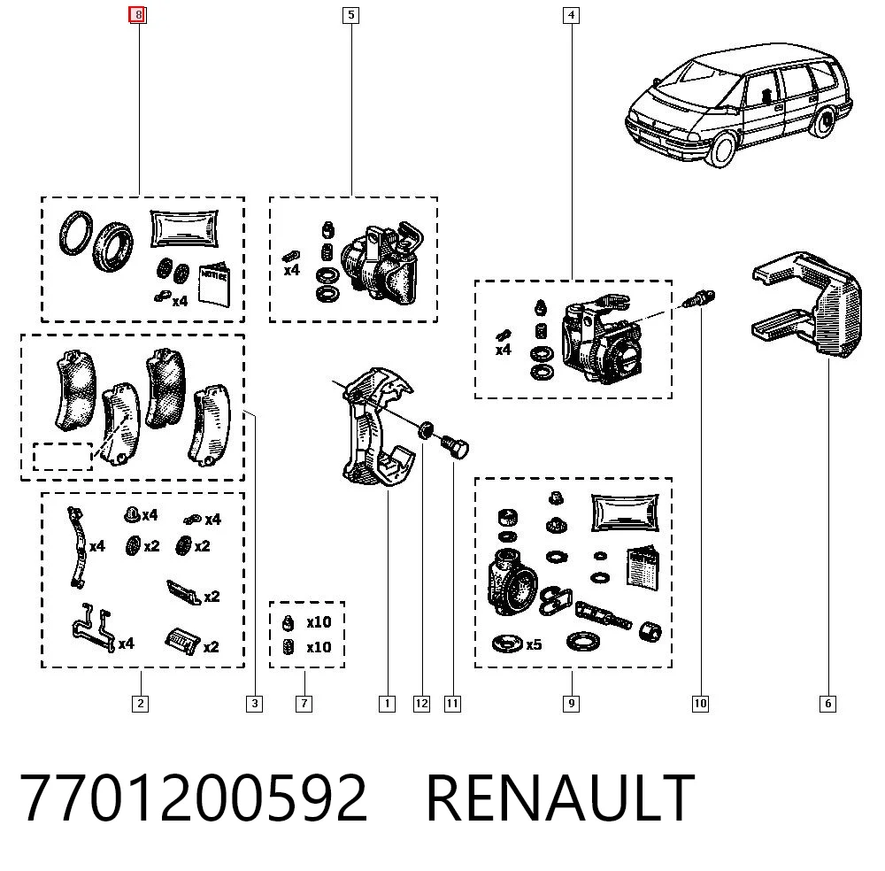 Kit de reparação de suporte do freio traseiro Renault 18  135 ao melhor preço