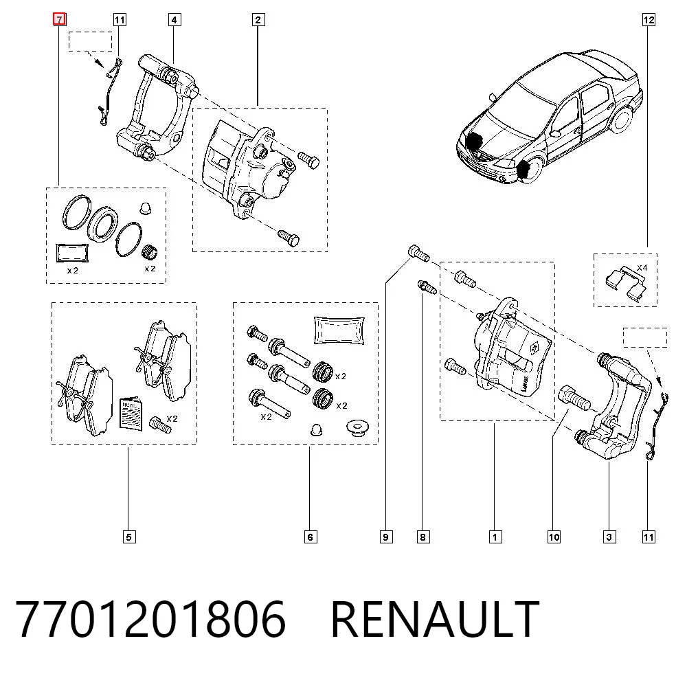 Compre EX018061 Euroex Kit de reparação de suporte do freio dianteiro