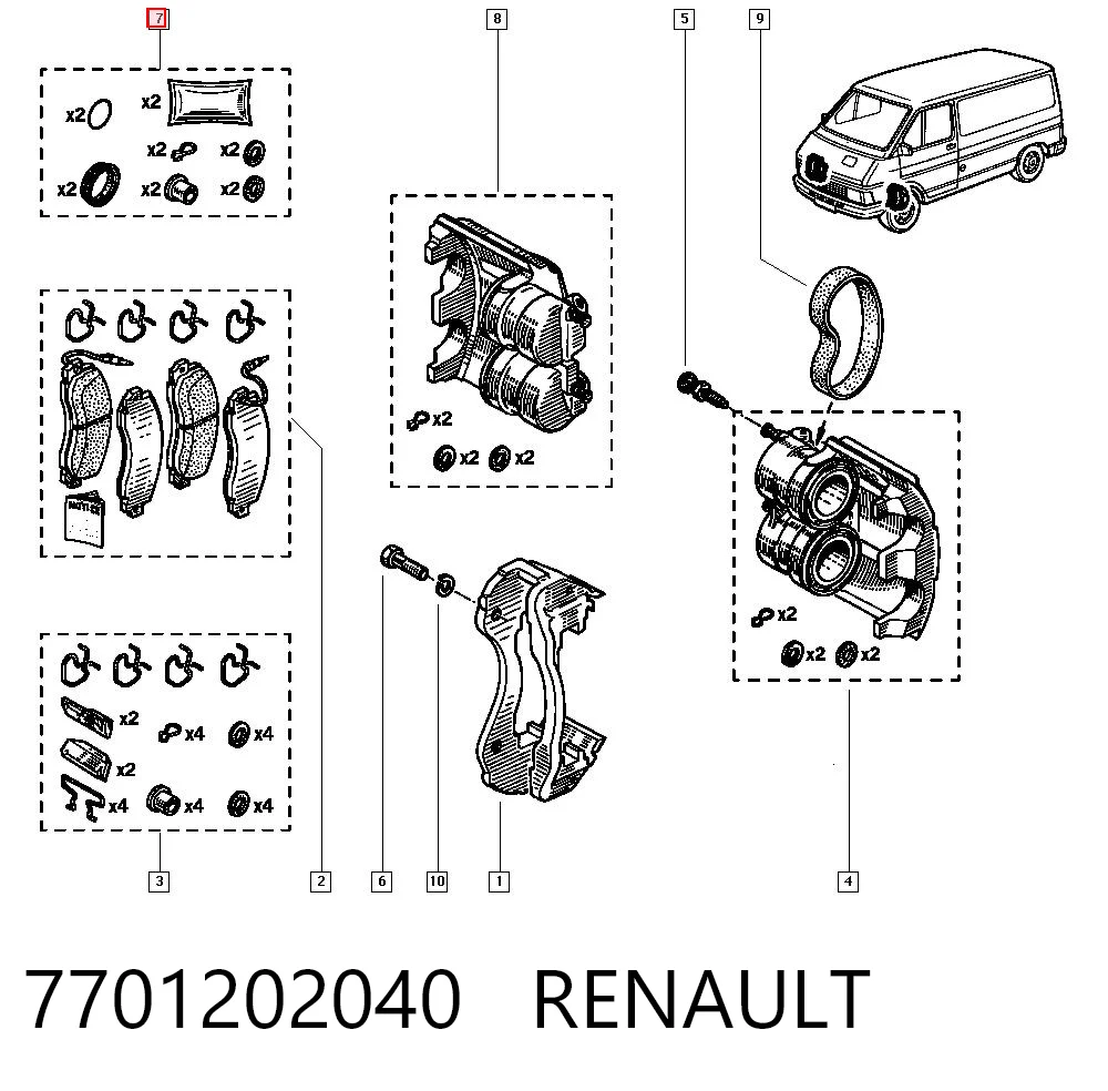 Kit de reparação de suporte do freio dianteiro Renault Trafic  TXX ao melhor preço
