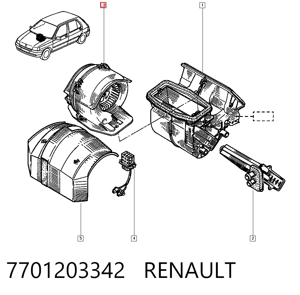 Motor de ventilador de forno (de aquecedor de salão) para Renault 19 I B53, C53