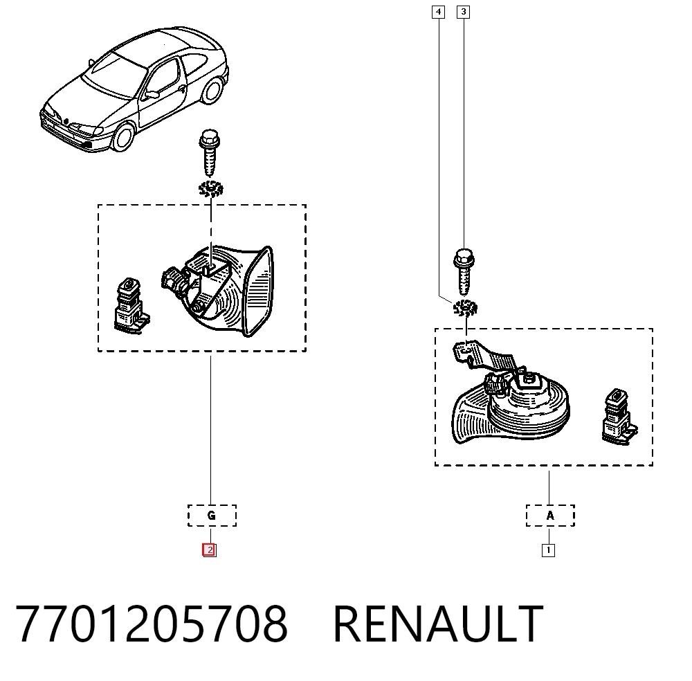 7701205708 Renault (RVI) Sinal sonoro (cláxon)