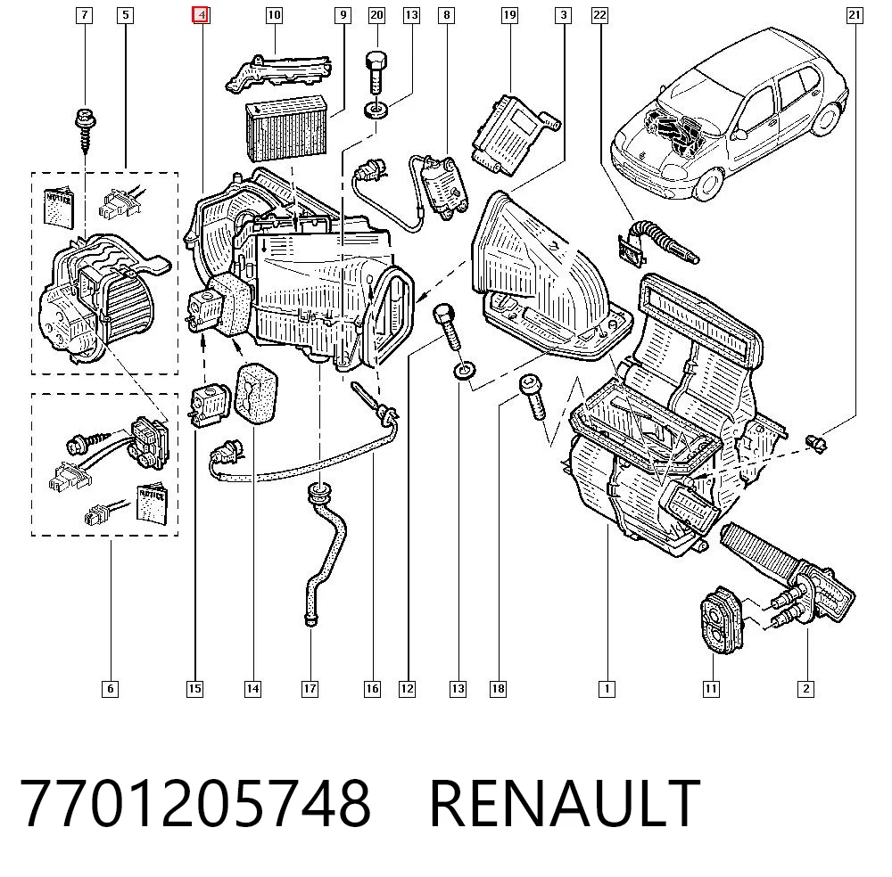 Vaporizador de aparelho de ar condicionado para Renault Clio BB, CB