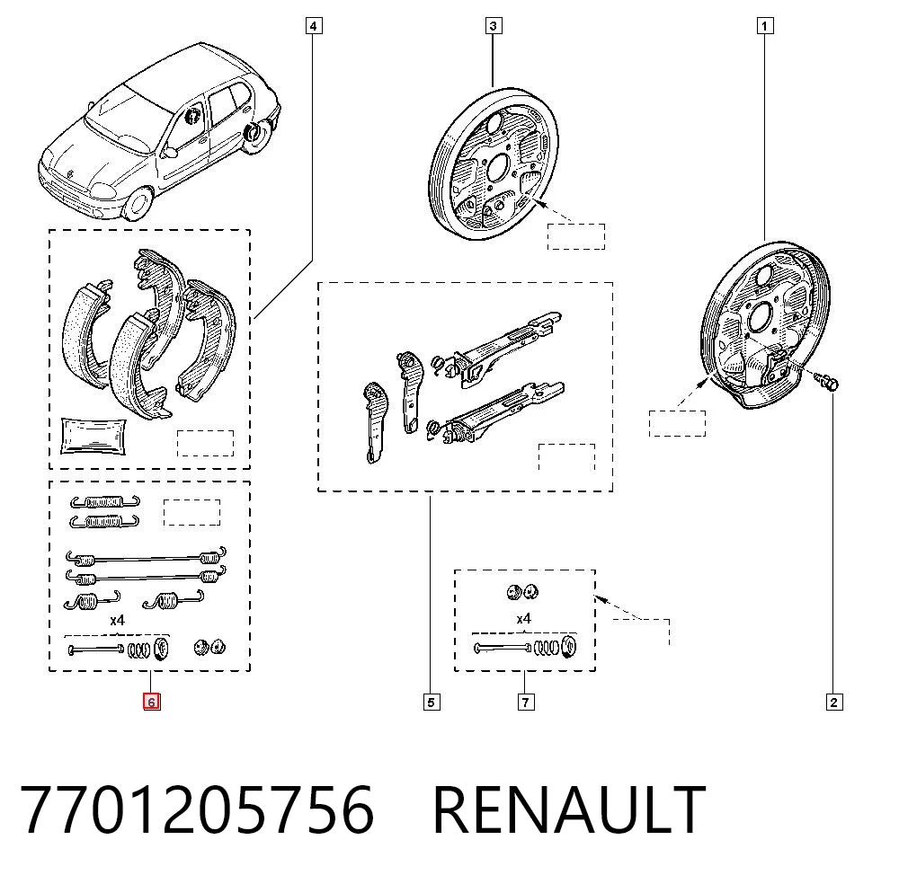 Kit de montagem das sapatas traseiras de tambor para Dacia Sandero BS0, 1