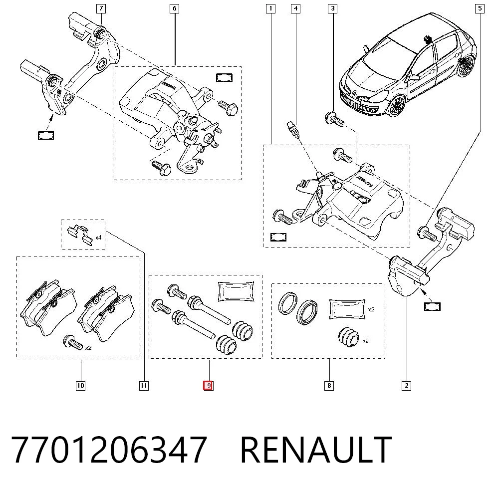 Kit de reparação de suporte do freio traseiro para Renault Scenic JA0, JA1, FA0