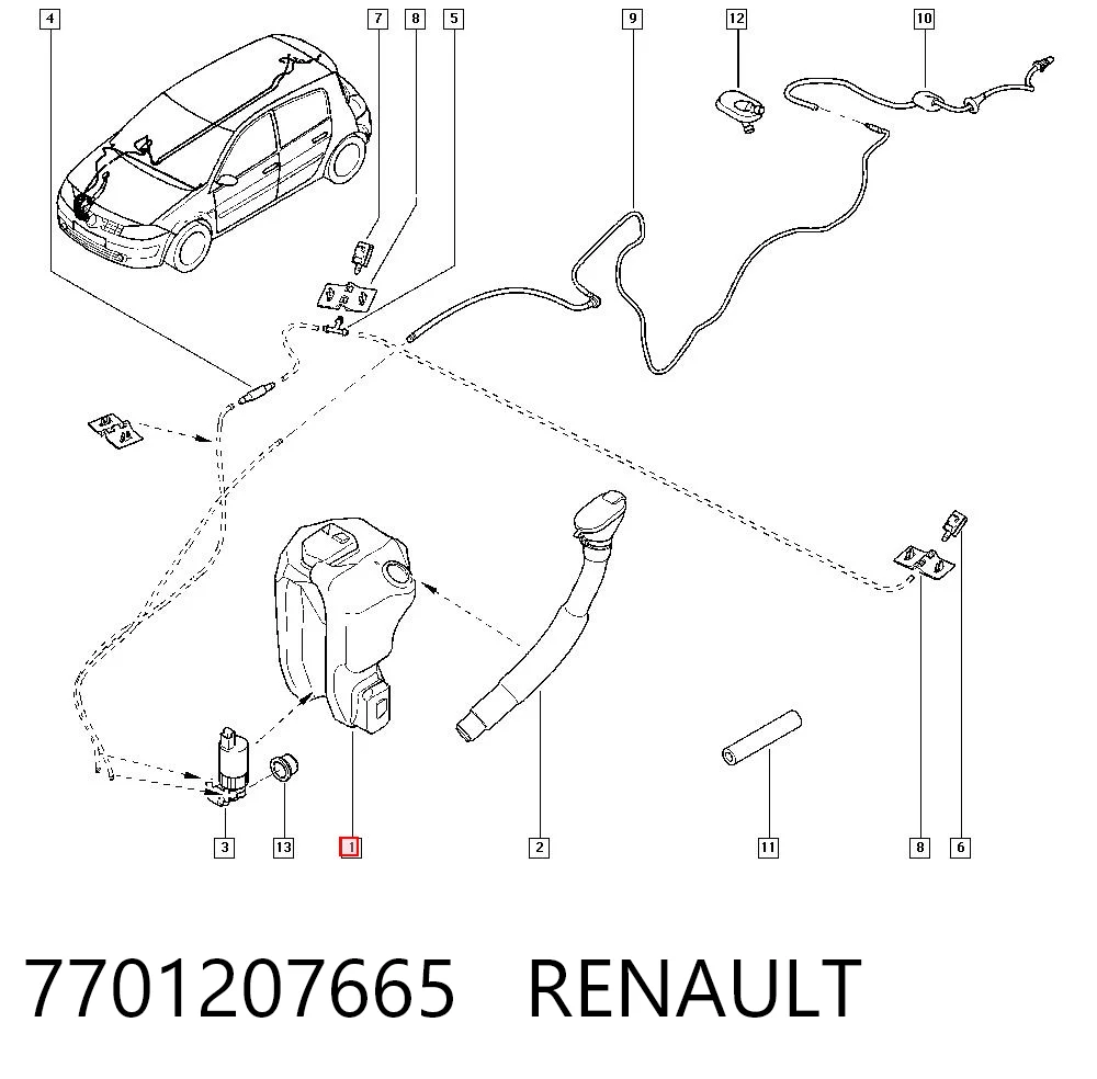 Tanque de fluido para lavador de vidro Renault Scenic II JM0, JM1 ao melhor preço
