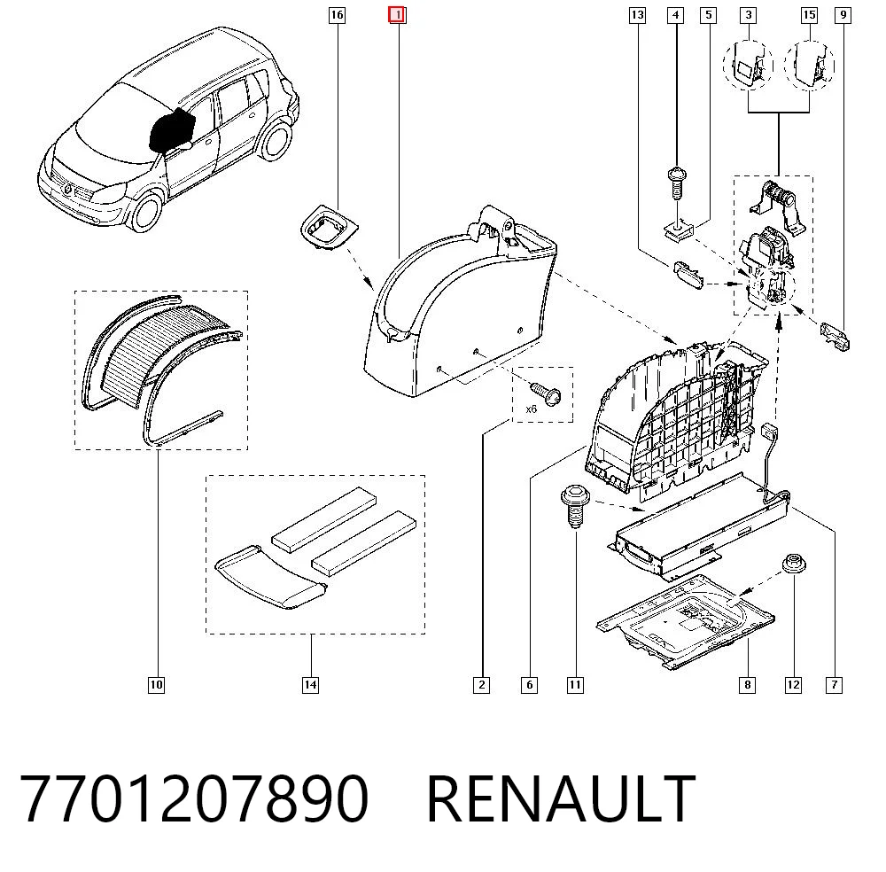 Braço de consola central Renault Scenic II JM0, JM1 ao melhor preço