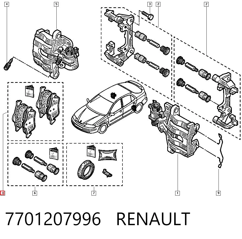7701207996 Renault (RVI) Sapatas do freio traseiras de disco
