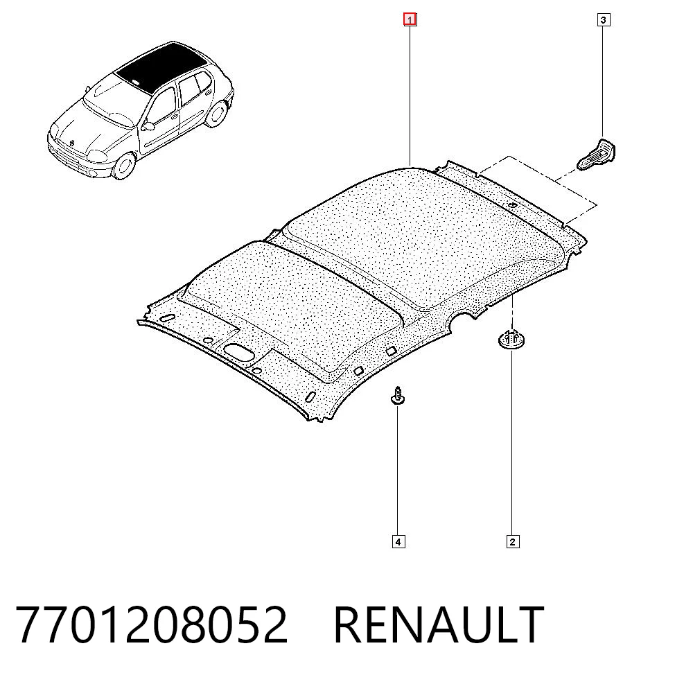 Revestimento do teto Renault Clio II BB, CB ao melhor preço