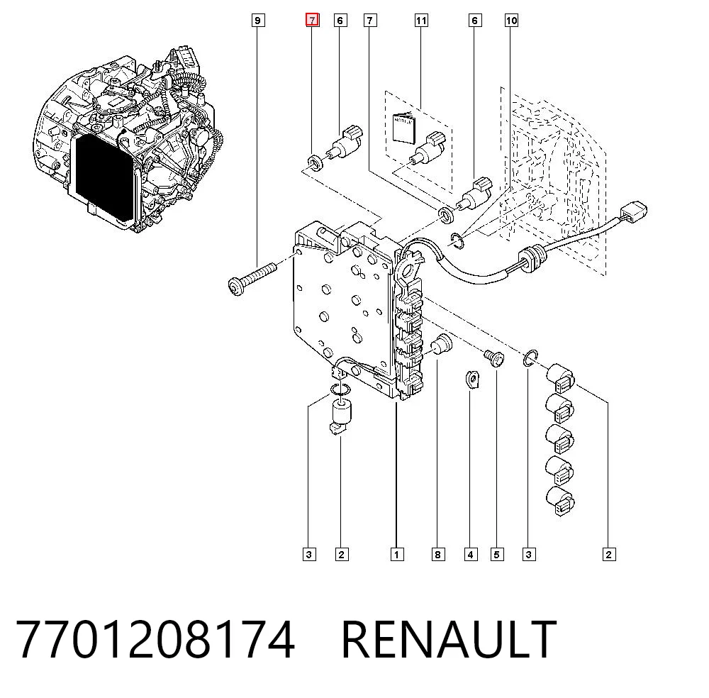 7701208174 Renault (RVI) Solenoide da Caixa Automática de Mudança