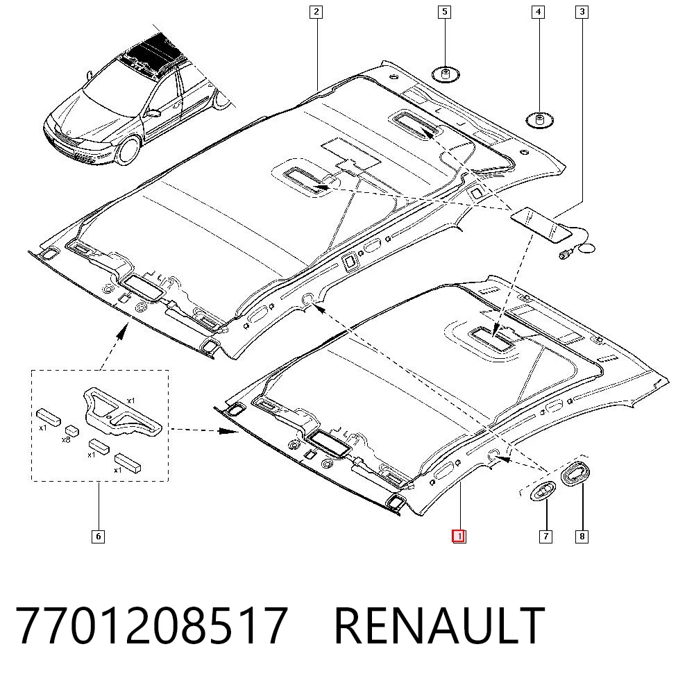 Revestimento do teto para Renault Laguna II BG0, BG1