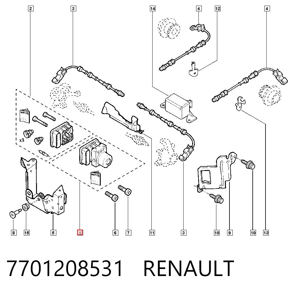 Unidade hidráulico de controlo ABS para Renault Laguna II BG0, BG1