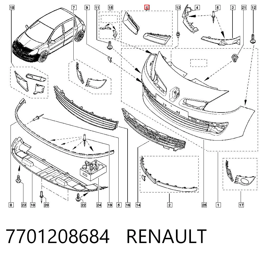 Grelha do radiador Renault Clio III BR01, CR01