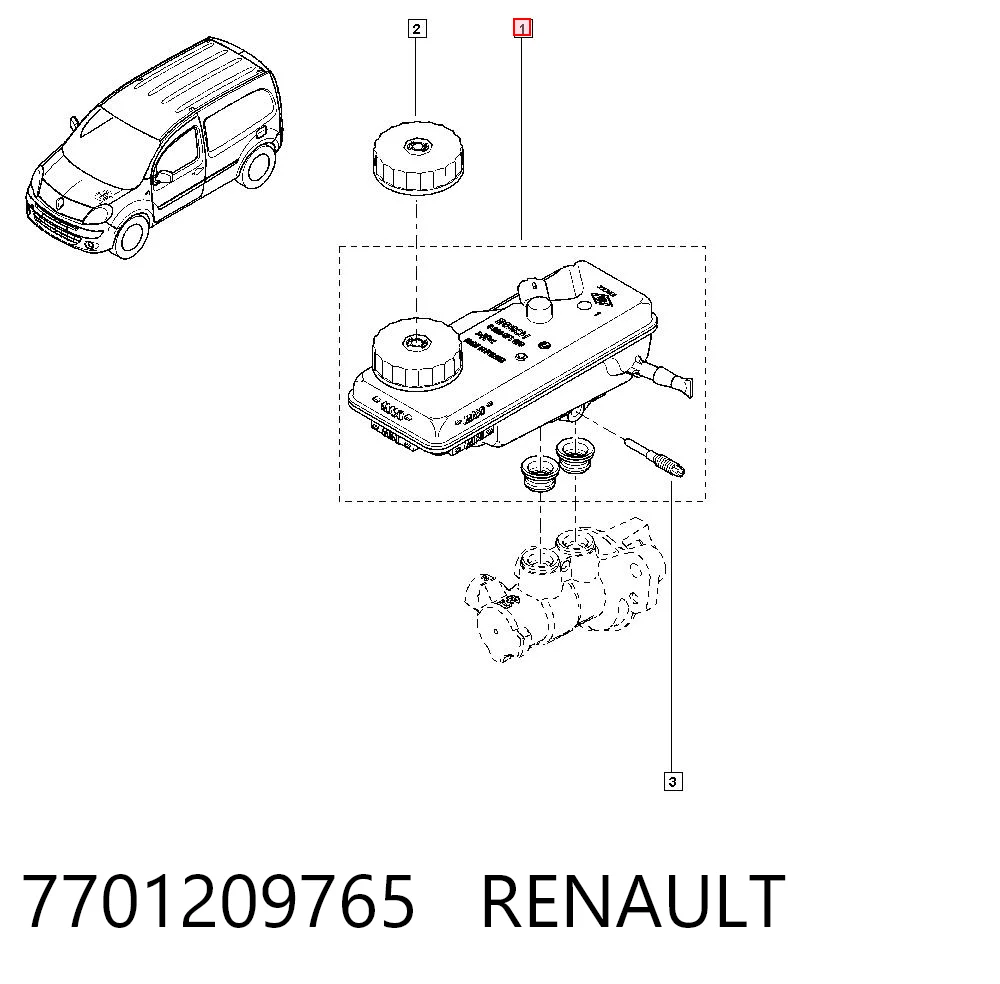Tanque de cilindro mestre do freio (de fluido de freio) Renault Kangoo II FW0 ao melhor preço