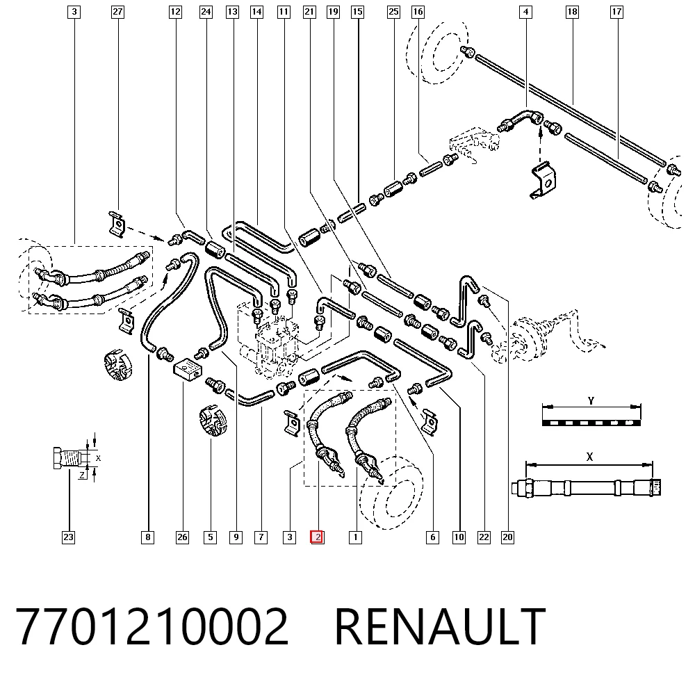 Mangueira do freio dianteira Renault Trafic I T1, T3, T4