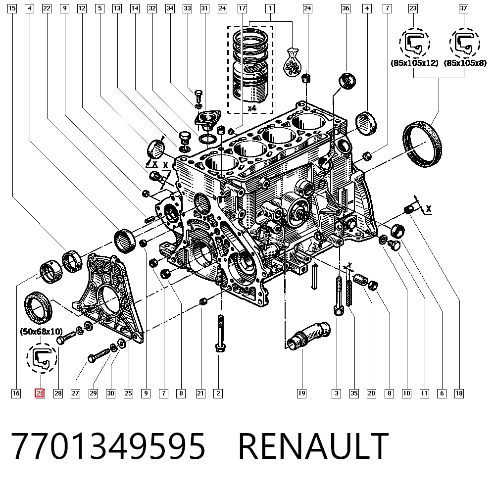 Vedação dianteira de cambota de motor para Renault 21  K48