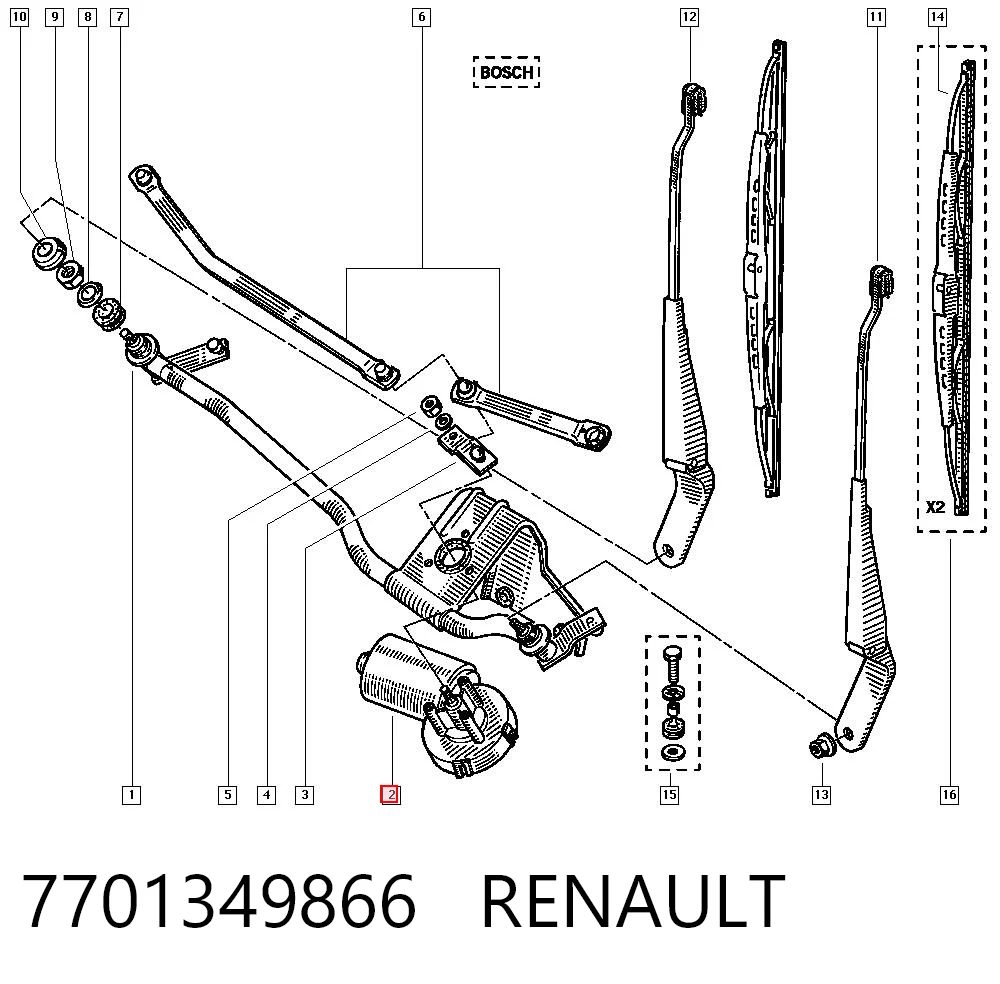 Compre Motor de limpador pára-brisas do pára-brisas Renault Clio 1