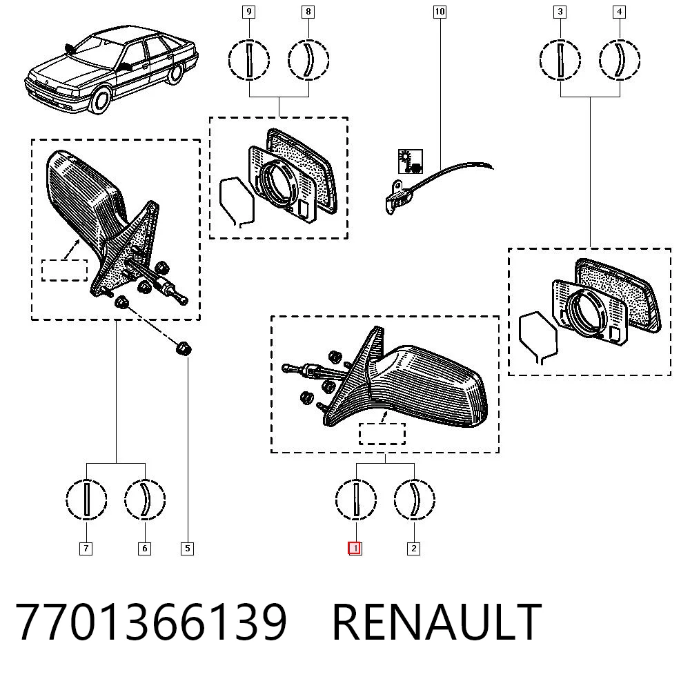 Espelho de retrovisão esquerdo para Renault 21  B48