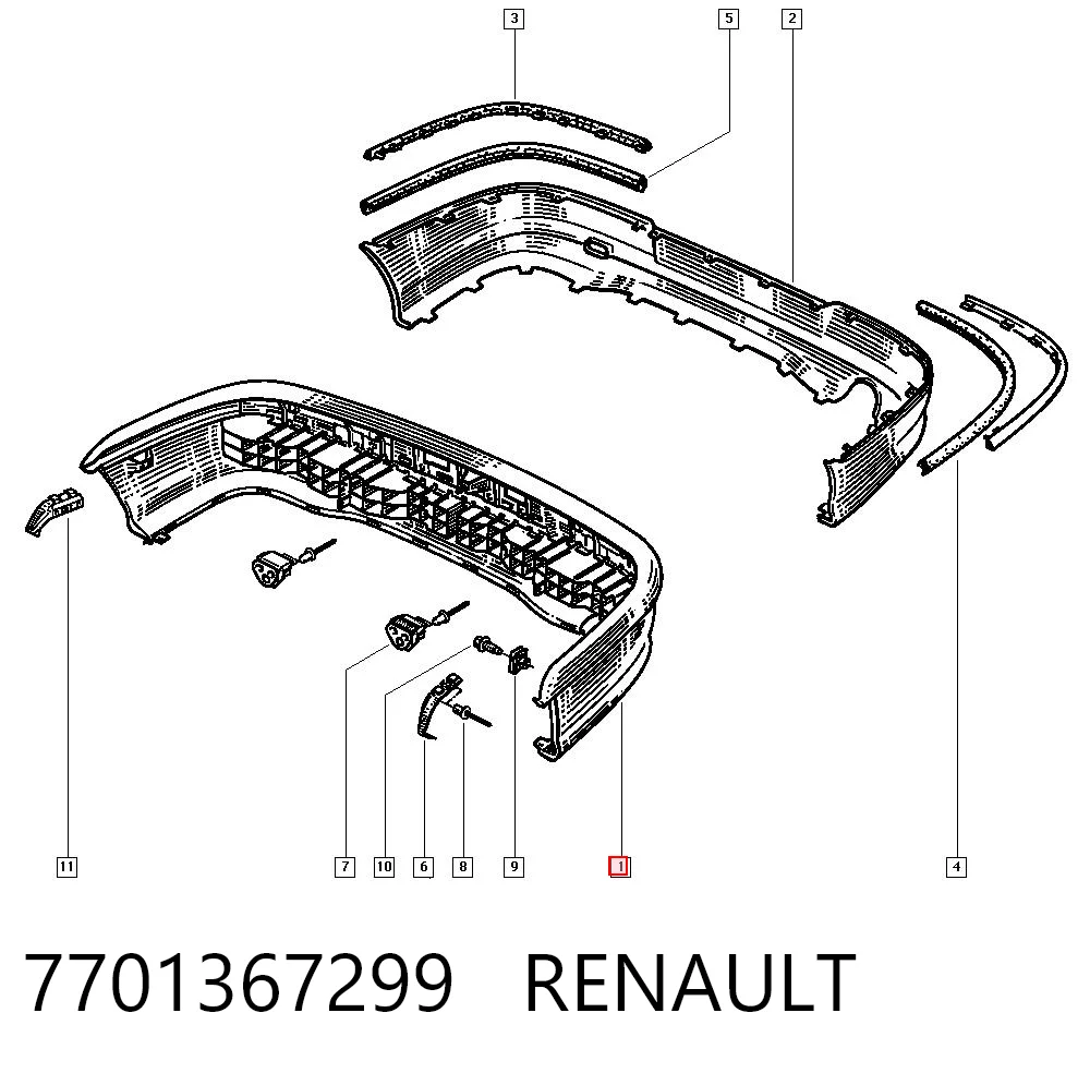 Pára-choque traseiro Renault 19 II L53 ao melhor preço