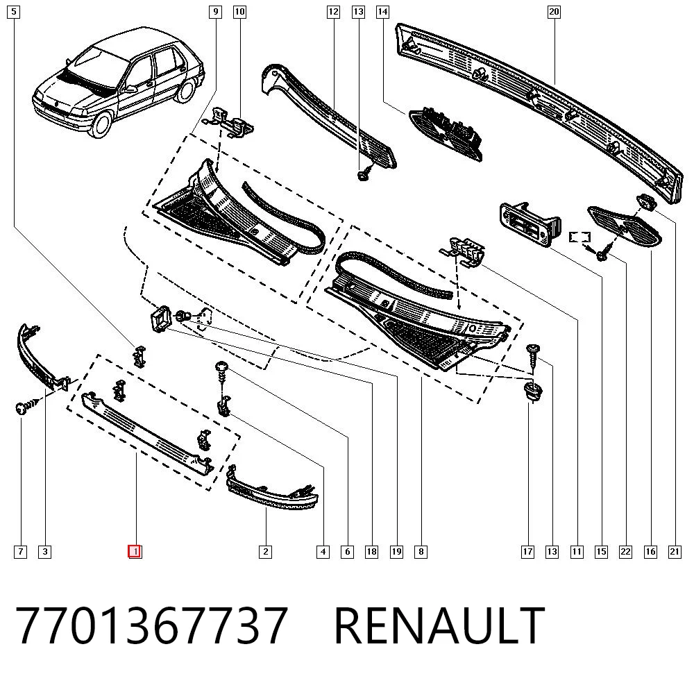 Grelha do radiador Renault Clio I BC57, 5357