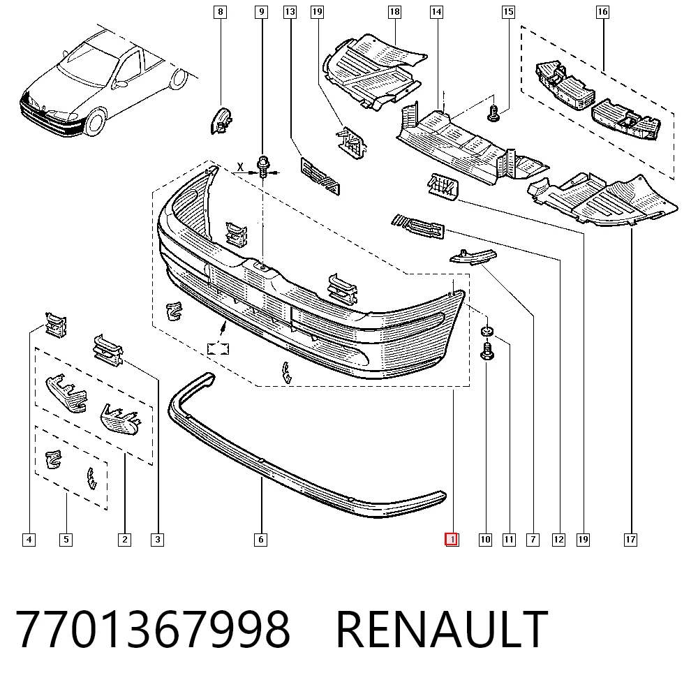 Pára-choque dianteiro Renault Megane I DA0, DA1