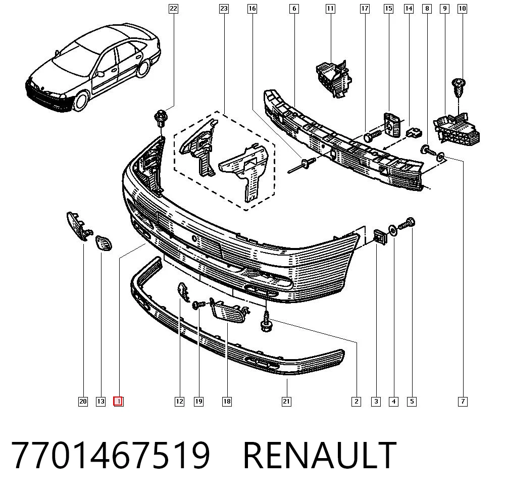  Pára-choque dianteiro Renault Laguna I carrinha (K56) (1995 - 2002) I