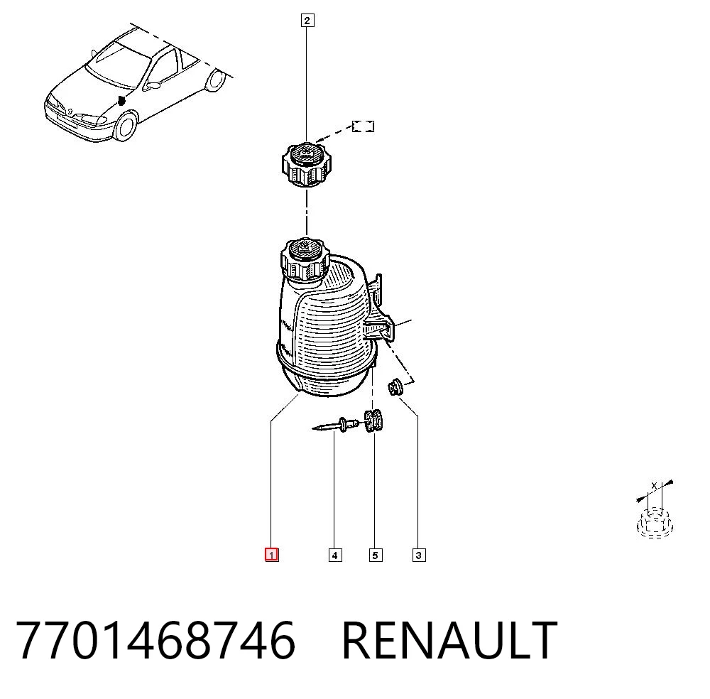 7701468746 Renault (RVI) Tanque de expansão do sistema de esfriamento